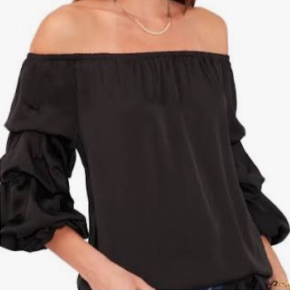 Antonio Melani Black Off-Shoulder ruffle Women's Top